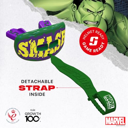 Marvel The Hulk Lip Guard, Football Mouth Guard with Detachable Strap, Lip Protector Adult and Youth, Flag Football & Lacrosse (One Size, Green) - color: Hulk