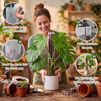 2 Pack 24 Inch,D Shape Plastic Moss Pole for Climbing Plants | Large Monstera Moss Pole Work With Sphagnum Moss, Large Apertures For Strong Aerial Root Grip,Garden Ties - size: 2 PACK-24Inch