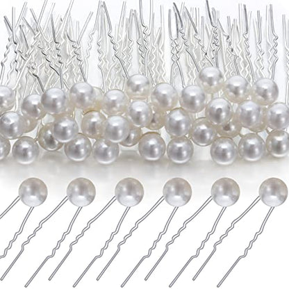 WILLBOND 40 Pack White Pearl Hair Pins, U-shaped Bobby Pins for Bridal Wedding Hairstyles, Elegant Hair Accessories for Brides, Bridesmaids, Prom and Special Occasions(0.3 Inch) - style: 0.3 Inch