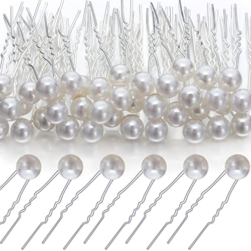WILLBOND 40 Pack White Pearl Hair Pins, U-shaped Bobby Pins for Bridal Wedding Hairstyles, Elegant Hair Accessories for Brides, Bridesmaids, Prom and Special Occasions(0.3 Inch) - style: 0.3 Inch