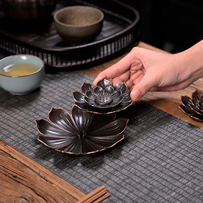 GARMOLY Large Incense Holder for Sticks Anti-Ash Spilling, Brass Lotus Incense Stick Holder and Detachable Ash Catcher - size: Large