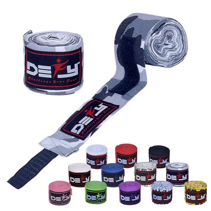 DEFY Professional 180 Inch Hand Wraps for Boxing Muay Thai MMA Elastic Bandages for Men & Women -Pair - color: White Camo