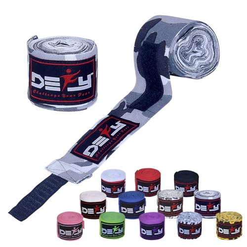 DEFY Professional 180 Inch Hand Wraps for Boxing Muay Thai MMA Elastic Bandages for Men & Women -Pair - color: White Camo