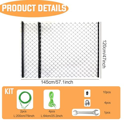 Drag Harrow Net 4 x 5 FT for ATV/UTV/Tractor, Heavy Duty Chain Harrow with Wire Rope for Weight Securing, Lawn Tractor Attachment for Gravel Driveway, Farm Soil Leveling & Ground Grading