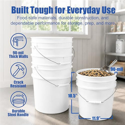 3.5 Gallon Bucket, Food-Grade w/Lid, BPA-Free, Red, 3 Packs | Airtight Gamma Seal Screw-On Lid, Heavy-Duty 90 Mil HDPE Plastic, Food Safe and Durable Container, Bulk Storage, Made in USA - color: Red, size: 3 Packs