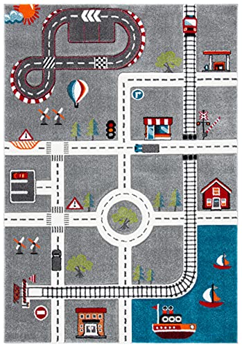 SAFAVIEH Carousel Kids Collection Accent Rug - 2' x 3', Grey & Ivory, Non-Shedding & Easy Care, Ideal for High Traffic Areas for Boys & Girls in Playroom, Nursery, Bedroom (CRK192F) - color: Grey/Ivory, size: 2' x 3' (Rectangular)