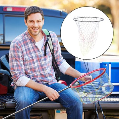 Alipis Fishing Catching Net Replacement Head 40cm Stainless Steel Sturdy Mesh Basket Portable Fishing Tool for Outdoor Fish Landing and Catching
