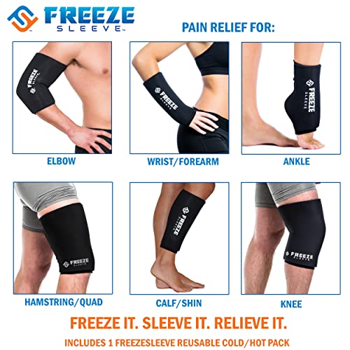 FreezeSleeve Ice & Heat Therapy Sleeve- Reusable, Flexible Gel Hot/Cold Pack, 360 Coverage for Knee, Elbow, Ankle, Wrist- Turquoise, Small/Medium - color: Turquoise, size: Small/Medium (Pack of 1)
