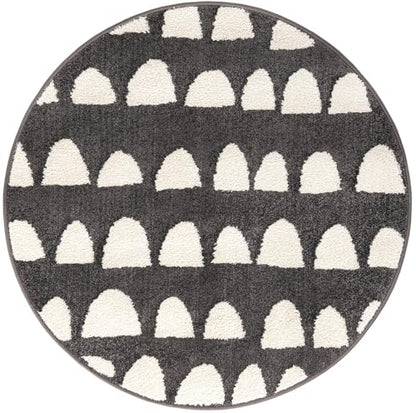 Rugs.com - Whimsy Kids Rug – 3 Ft Round Dark Gray Easy-Clean Stain-Resistant Area Rug for Playrooms, Nurseries, and Kids Bedrooms - color: Dark Gray, size: 3'3" (Round)