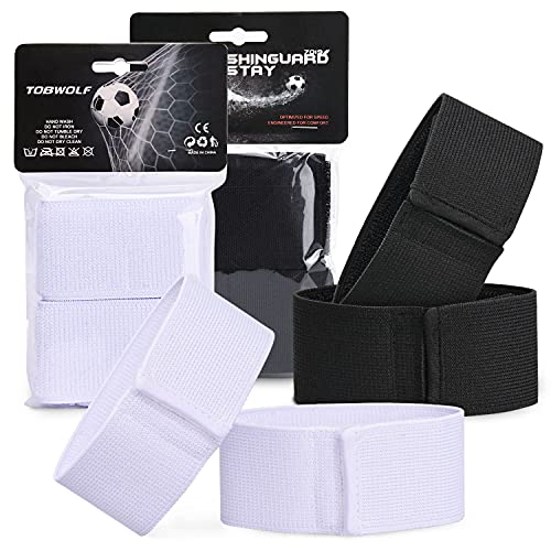 TOBWOLF 4PCS Soccer Shin Guard Strap, Anti Slip Sports Football Legging Shin Fixed Straps, Lightweight Ankle Guards for Kicking Ball, Running, Cycling