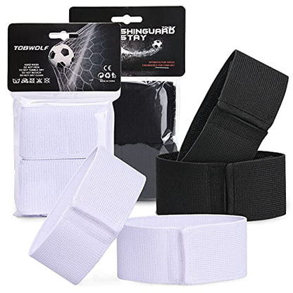 TOBWOLF 4PCS Soccer Shin Guard Strap, Anti Slip Sports Football Legging Shin Fixed Straps, Lightweight Ankle Guards for Kicking Ball, Running, Cycling
