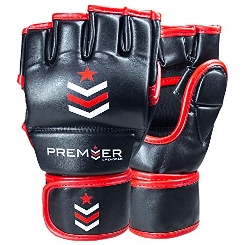 Revgear Premier MMA Grappling Gloves | Multi-Purpose, MMA, Kickboxing, Martial Arts and Boxing | Comfortable and Durable - color: Red/Black, size: Small