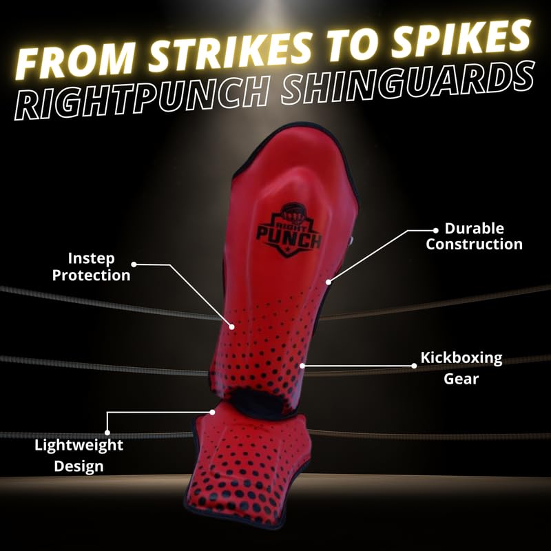 Shin Guards Kickboxing Leg Pads with Instep Protection, Muay Thai MMA Martial Arts Kicking Sparring Training Gear - color: Black & Red, size: Large
