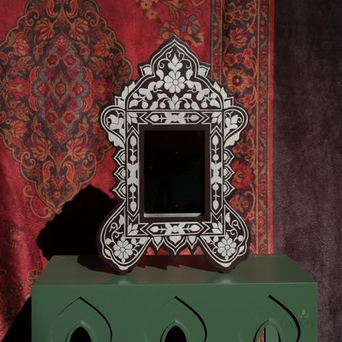 Damascene Keepsake Display Mirror for Ramadan & Eid Decor | Elegant Table Decorations for Dining Room | Ramadan Mubarak & Eid Mubarak Home Decor, 13" L x 9.5" W