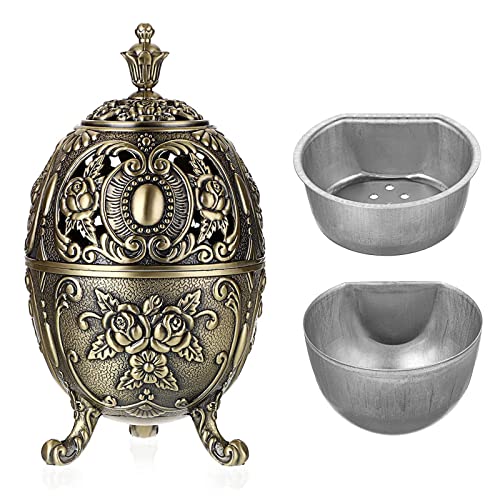 JUXYES Vintage Incense Burner Bakhoor Burner with Removable Ash Catchers - color: Antique Bronze