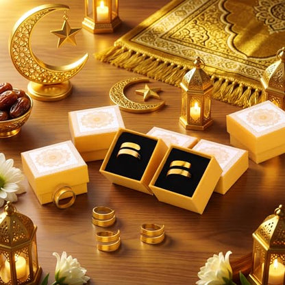 24pcs/12 Sets Islamic Ayatul Kursi Ramadan Gifts for Women Eid Gifts Bulk Ayatul Kursi Rings Ramadan Mubarak Party Favor Arabic Ring with Boxes Muslim Jewelry for Wedding Ceremony Accessory