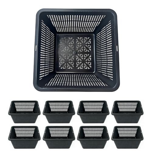 8 Pcs 9 Inch Pond Plant Baskets for Plants Hydroponics Net Pots Water Garden Plant Pots Black Plastic Pond Basket Square Plastic Mesh Pond Containers for Live Aquarium Plants - style: 9" Square-8 PCS