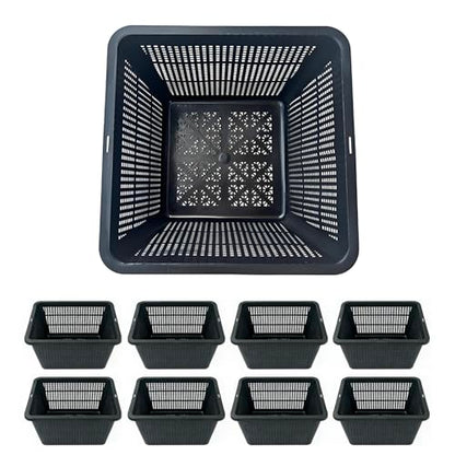 8 Pcs 9 Inch Pond Plant Baskets for Plants Hydroponics Net Pots Water Garden Plant Pots Black Plastic Pond Basket Square Plastic Mesh Pond Containers for Live Aquarium Plants - style: 9" Square-8 PCS