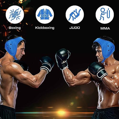 Jerify 2 Pcs Wrestling Headgear for Kids Youth Soft Grappling Headgear Wrestling Adjustable Ear Guard Protective(Blue) - color: Blue