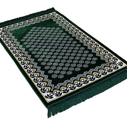 Modefa Turkish Islamic Prayer Rug - Thin & Lightweight Velvet Praying Carpet - Soft Muslim Praying Mat Janamaz - Ramadan or Eid Gift for Men & Women - with Car Hanger - Vined Arch (Daisy Green) - color: Daisy Green