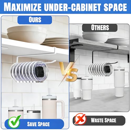 1 Pack Tumbler Lid Organizer, Versatile Cup & Water Bottle Lid Holder, Upgraded Kitchen Space Saver & Under Cabinet Storage, No Adhesive or Drilling Needed, Multi-Use Tumbler Lid Holder, White - style: 1 Pack, White