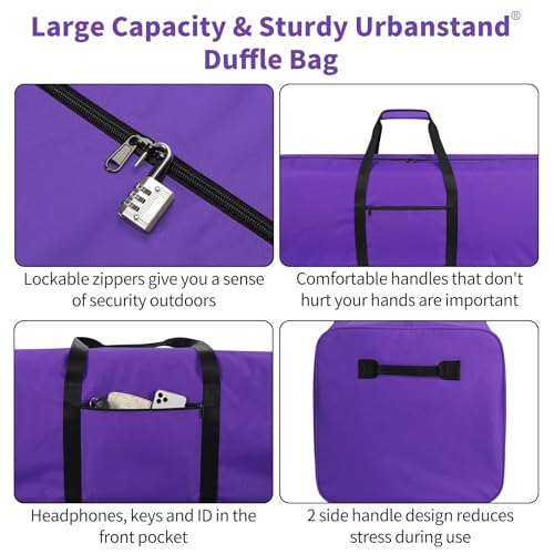 Urbanstand 48 inch Foldable Duffel Lock Zipper Travel Camp, Purple | 600D Water-Resistant Ripstop Polyester, Foldable Design, Padded Handle, Holds Tent, Tripod, Fishing Rod & Sports Equipment - color: Purple, size: 48 Inch