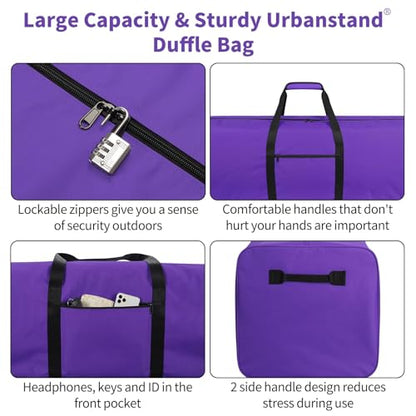 Urbanstand 48 inch Foldable Duffel Lock Zipper Travel Camp, Purple | 600D Water-Resistant Ripstop Polyester, Foldable Design, Padded Handle, Holds Tent, Tripod, Fishing Rod & Sports Equipment - color: Purple, size: 48 Inch