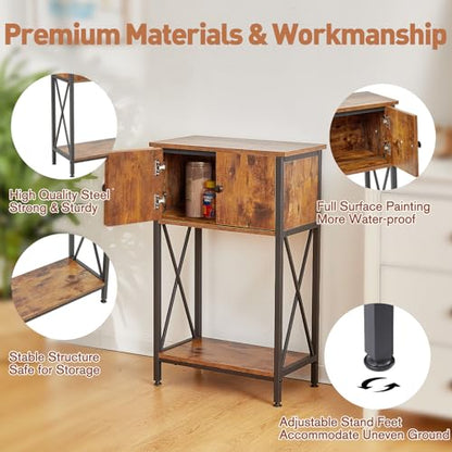 LAQUAL 10 Gallon Fish Tank Stand with Cabinet, Double Aquarium Stand for 10 & 5 Gallon Fish Tank, Heavy Metal Stand with Stable Structure, Adjustable Table Feet & Anti-tilt Device - Rustic Brown - color: Rustic Brown 5-10Gallon, size: 5-10Gallon