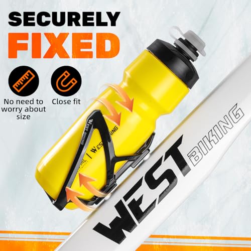 Bike Water Bottle Cage with Bottle, Durable Ultralight Plastic Water Drink Holder Rack, Lightweight PC Water Bottle Holder for Bicycle, Cycling Bottle Holder Cages for MTB, Road Bike(Yellow) - color: Yellow