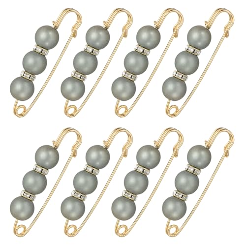 MECCANIXITY Pearl Brooch Pins, Decorative Safety Pin Brooch - color: Gray