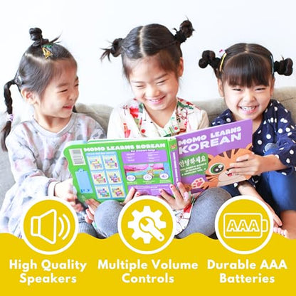 Vol. 2 — Interactive Sound Board Book for Toddlers 1-3, Bilingual English & Hangul Songs & First Words, Talking Musical Learning Toy and Gift for Babies & Kids