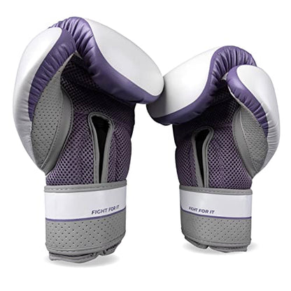 Sanabul Hyperstrike Boxing Gloves for Women, Kickboxing MMA Muay Thai Gloves, Training Sparring Punching Heavy Bag. - color: Purple/White, size: 8 oz