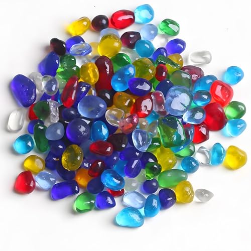 1 Lb Sea Glass for Crafts, 0.2-0.35" Gravel for Aquarium, Fish Tank, Freshwater Tank, Turtle Tank, Colorful Small Rocks for Pots Indoor, Decorative Pebbles for Indoor Plants - color: Rainbow 5-9mm