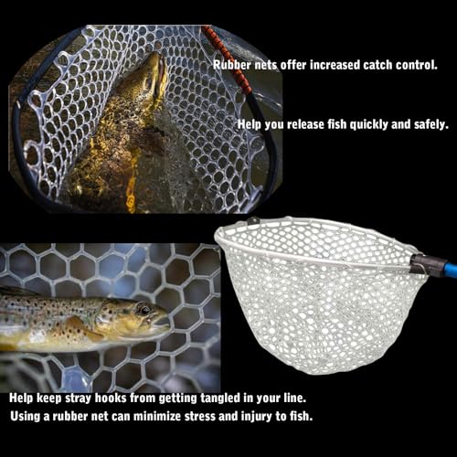 Rubber Fishing Net Replacement Hook Resist Net for Fly Fish Landing Net - color: White, size: XL:Fits Hoop 23.6"-25"|Net Dia.23.6"|Depth:18"