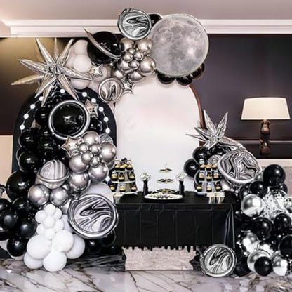 Black and Silver Balloons, Metallic Silver and Black Balloons Pearl Silver Confetti Balloons Party Balloons Chrome Latex Balloons for Kids Adults Birthday Wedding Baby Shower Graduation - color: Black and Silver