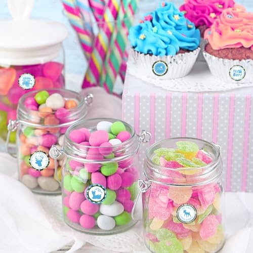 Blue Hunting It's A Boy Kiss Sticker Labels - Deer Theme Gender Reveal Round Candy Sticker Favors - Deer Hunting Baby Shower or Birthday Party Party Labels Fit Chocolate Candy (Set of 150) - color: Deer It's a Boy