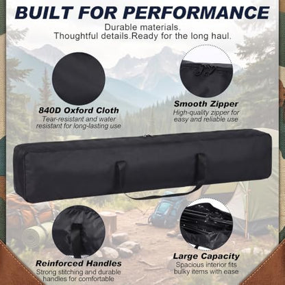 3 Pcs Tripod Carrying Case Bag Water Resistant Durable Lightweight Multifunctional Tripod Carrying Case with Heavy Duty Suit for Tent, Fishing Pole, Lights, Cameras (Black,47 x 8 x 8 in) - size: 47 x 8 x 8 in