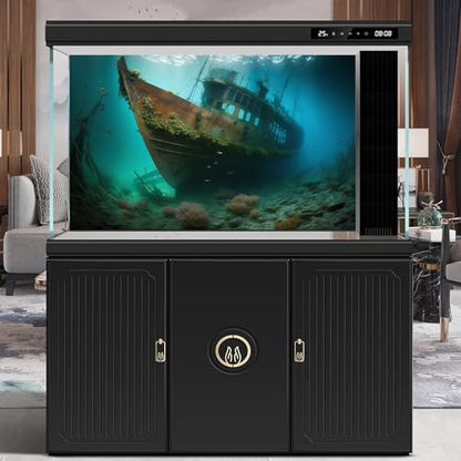 Underwater Shipwreck Aquarium Background Ocean Bottom Abandoned Ship Wreck Fish Tank Background Undersea Rusty Sunken Ship Terrarium Backgrounds Sunken Pirate Ship Reptile Tank Backgrounds 24x16in - color: Blue_Green, size: 24(W)x16(H)in