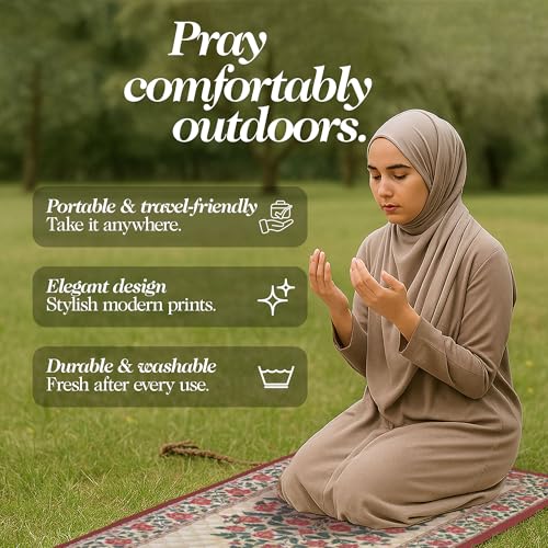 TLC NY Prayer Mat for Men & Women – Thick Padded Foldable Travel Prayer Rug, Portable & Machine Washable, Modern Design for Home, Office & Mosque Use – Ideal Ramadan & Hajj Gift, Crimson - color: Crimson Paradise