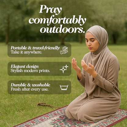TLC NY Prayer Mat for Men & Women – Thick Padded Foldable Travel Prayer Rug, Portable & Machine Washable, Modern Design for Home, Office & Mosque Use – Ideal Ramadan & Hajj Gift, Crimson - color: Crimson Paradise