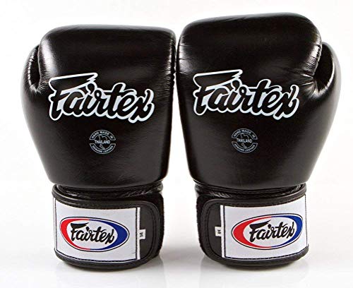 Fairtex BGV1BR Breathable Boxing Gloves, Lightweight Shock Absorbent Gear - color: Black, size: 16 oz