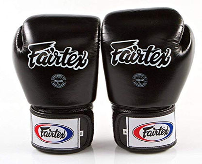 Fairtex BGV1BR Breathable Boxing Gloves, Lightweight Shock Absorbent Gear - color: Black, size: 16 oz