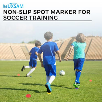 MUXSAM 14Pcs Spot Markers for Agility Dot Gym PE Training Dance, Flat Disc Markers, Soccer Cones, Field Court Markers, Football Training Equipment with Bag for Games Floor Dots Sport - size: 10cm/4in