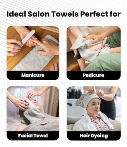 Avalon Towels Salon Towel - Silver Hand Towels Bulk Pack of 24 - 100% Cotton Absorbent Spa, Facial & Gym Towel for Working Out - 16x27 Inches (Not Bleach Proof) - color: Silver