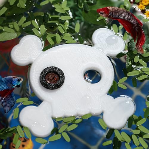 Abizoo Halloween Aquarium Floating Plant Corral, Fish Feeding Ring Plastic White Skull Shape for Aquarium Feeding Ring Decor, Keep Tank Clean No-Suction Cup for Betta Fish, Goldfish Small Fish