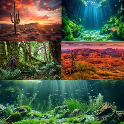 Stream Aquarium Background Aquatic Water Plants Rock Fish Tank Background Lush Green Forest Trees Terrarium Background Misty Foggy Stream Flowing Water Natural Landscape Aquarium Backdrops 24x16in - color: Foggy Green, size: 24(W)x16(H)in