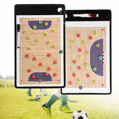 Magnetic Soccer Coaching Board, Futsal Tactics Clipboard, Double Sided Dry Erase Whiteboard, Portable Design for Competition Training Teaching Coaching