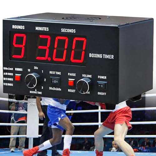 Boxing Interval Timer, Digital Timer Gym,with Led Display, 1-12 Challenge Rounds/Adjustable Buzzer, for Gym Home (Red) - color: Red