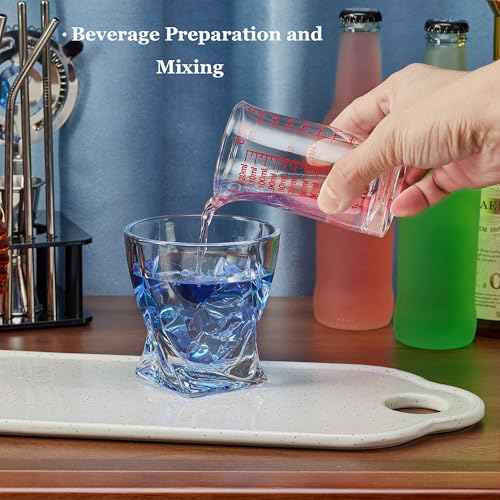 Ackers 4oz Glass Measuring Cup – Shot Glass with Ounce,Ml,Cups Markings for Kitchen & Bar(Pack of 2) - color: Red(Pack of 2)