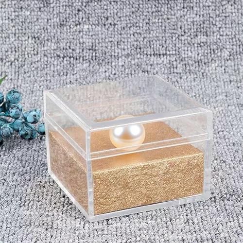 Small Acrylic Boxes with Lids Plastic Square Cube 2 Pieces Clear Box Storage Containers for Candy Pill and Tiny Jewelry - size: 1.18 x 1.18 x 0.86 Inch